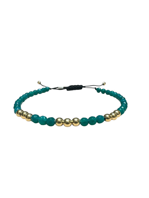 BRACCIALE LACCIO CON EMTATIE E PALLINE IN ORO GIALLO