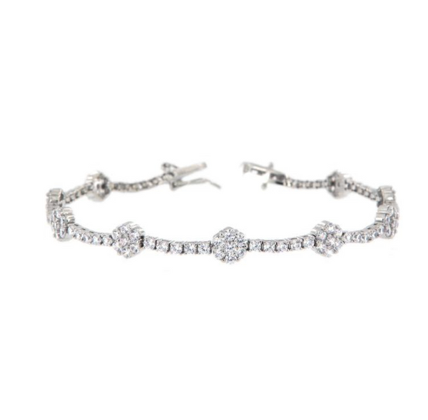 BRACCIALE ARGENTO ZIRCONE TENNIS CON FIORE