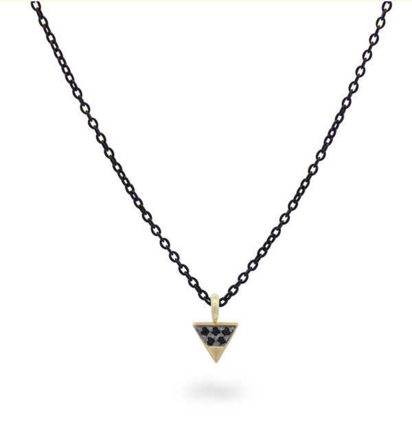 GIROCOLLO TRIANGOLO DIAMANTI BLACK E CATENA CON VERNICE - ORO18KT