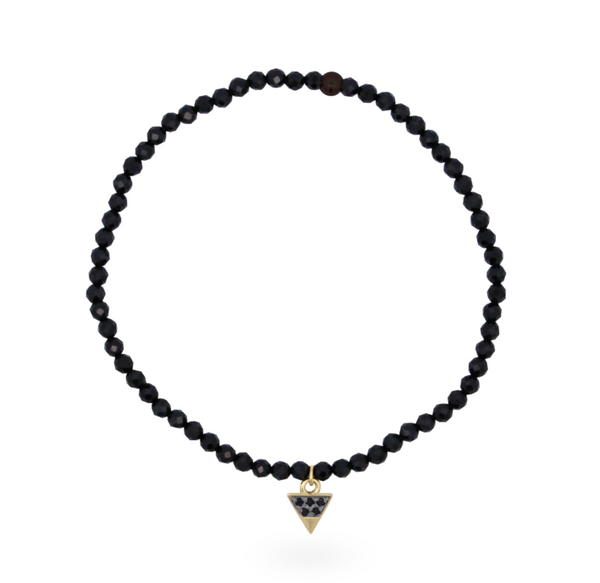 BRACCIALETTO TRIANGOLO DIAMANTI BLACK E SPINELLO ELASTICO - ORO18KT