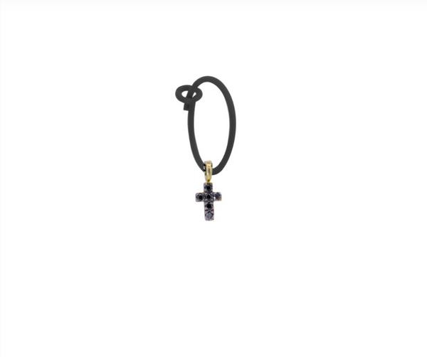 MONO-ORECCHINO CROCE BLACK CROSS E HOOP NERO E DIAMANTI NERI - ORO18KT