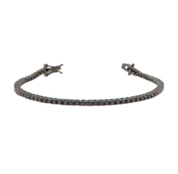 BRACCIALE ARGENTO ZIRCONE TENNIS NERO