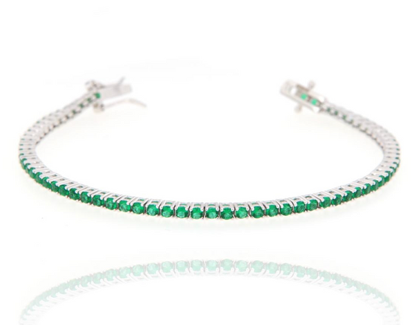 BRACCIALE ARGENTO ZIRCONE TENNIS VERDE