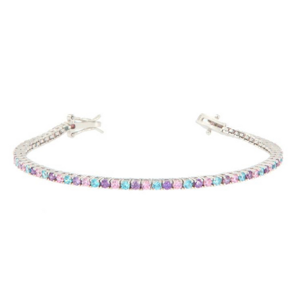 BRACCIALE ARGENTO ZIRCONE TENNIS COLORE