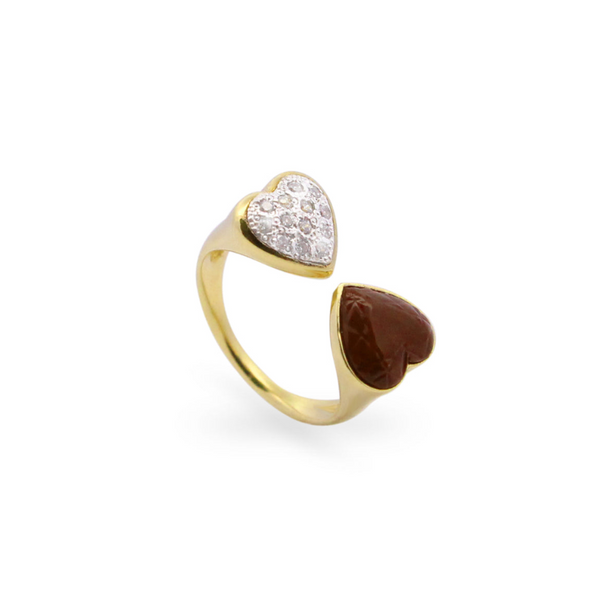 ANELLO DOUBLE CUORE CHOCO